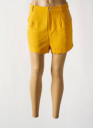 Short fermeture zippée sous rabat boutonné jaune MOLLY BRACKEN femme