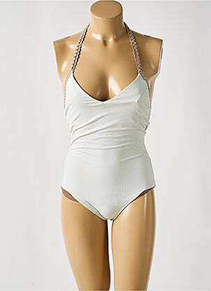 Maillot de bain 1 pièce effet matière satinée haut triangles beige RED POINT femme