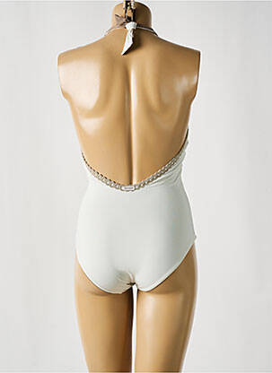 Maillot de bain 1 pièce effet matière satinée haut triangles beige RED POINT femme