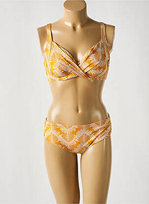 Maillot de bain 2 pièces stretch haut soutien-gorge emboitant jaune ROSA FAIA femme