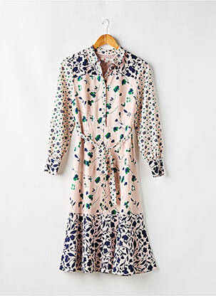 Robe mi-longue imprimé fleurs manches longues rose BODEN femme