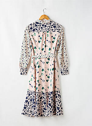 Robe mi-longue imprimé fleurs manches longues rose BODEN femme