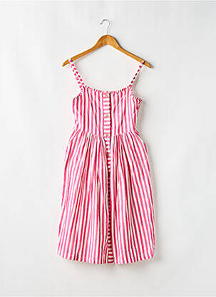 Robe mi-longue col carré fines bretelles rose BODEN fille