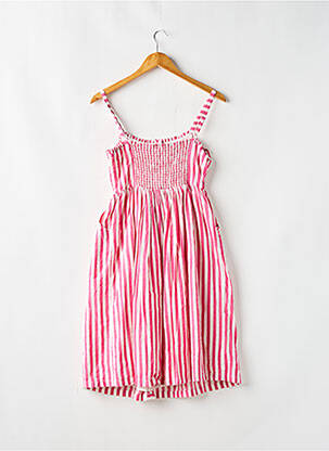 Robe mi-longue col carré fines bretelles rose BODEN fille