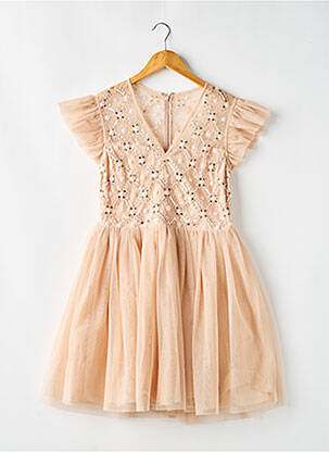 Robe courte fermeture zippée au dos manches courtes beige ASOS femme
