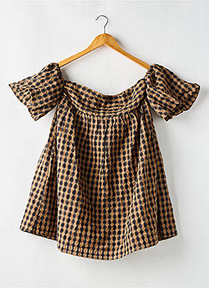 Robe courte coupe évasée manches courtes marron NASTY GAL femme