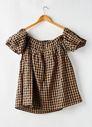 Robe courte coupe évasée manches courtes marron NASTY GAL femme
