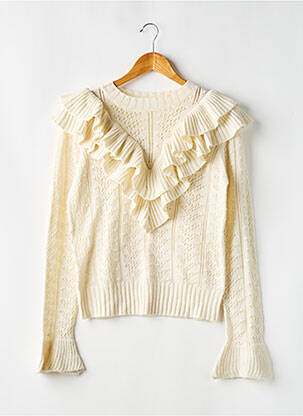 Pull maille ajourée manches longues beige TULAROSA femme