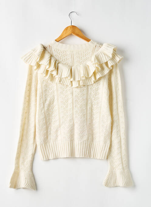 Pull maille ajourée manches longues beige TULAROSA femme