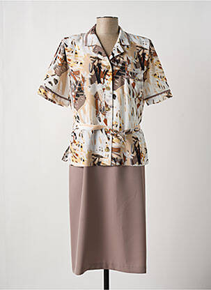 Ensemble robe coupe cintrée marron FRANCE RIVOIRE femme