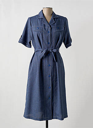 Robe mi-longue manches courtes manches courtes bleu VALMODE femme