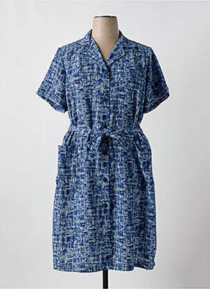 Robe mi-longue imprimé fantaisie manches courtes bleu VALMODE femme