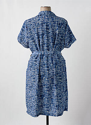 Robe mi-longue imprimé fantaisie manches courtes bleu VALMODE femme