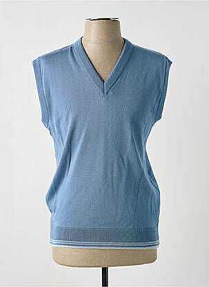 Pull col v manches courtes bleu PAUL RHODAMEL homme