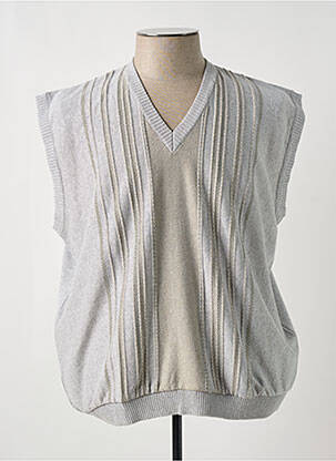 Pull col v sans manche gris PAUL RHODAMEL homme