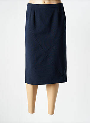 Jupe mi-longue coupe droite bleu GEVANA femme