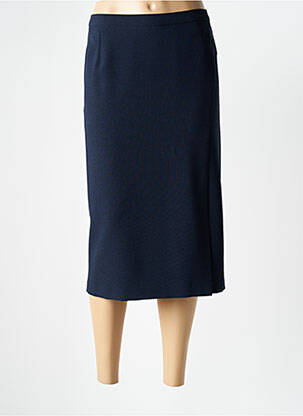 Jupe mi-longue coupe droite bleu GUY DUBOUIS femme