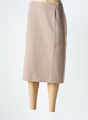 Jupe mi-longue coupe droite beige GRIFFON femme