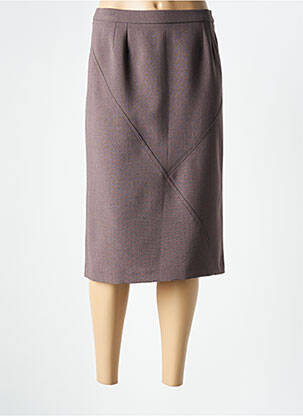 Jupe mi-longue coupe droite marron GEVANA femme