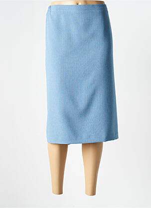 Jupe mi-longue coupe droite bleu GUY DUBOUIS femme