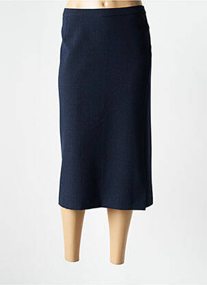 Jupe mi-longue taille haute bleu GUY DUBOUIS femme