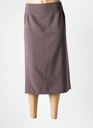 Jupe mi-longue taille à pinces marron GEVANA femme