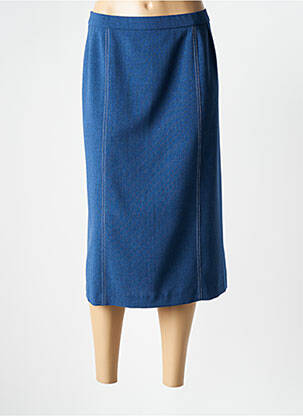 Jupe mi-longue taille haute bleu GEVANA femme