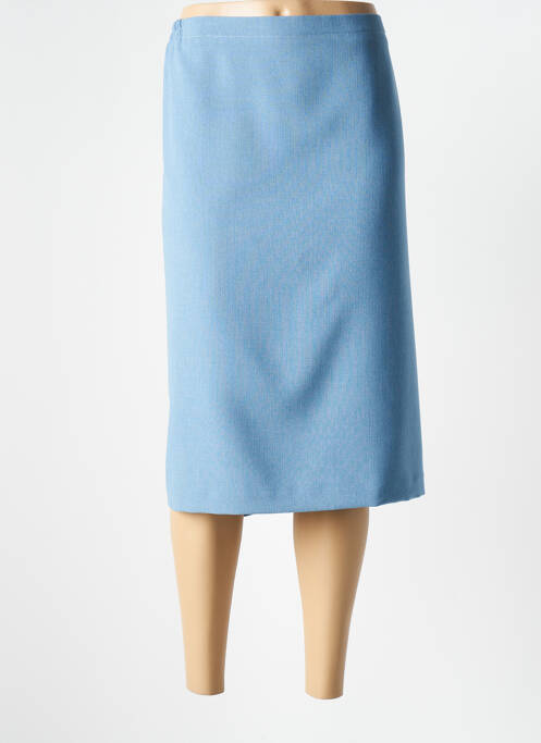 Jupe mi-longue coupe droite bleu GUY DUBOUIS femme