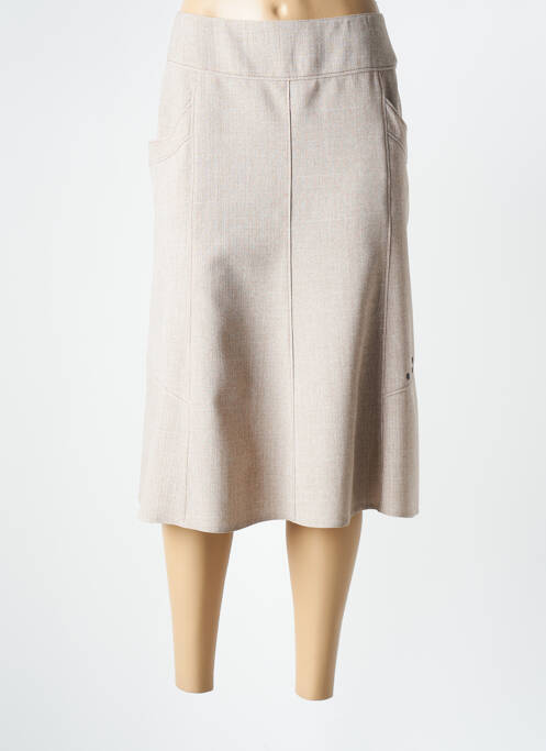 Jupe mi-longue taille haute beige FRANCE RIVOIRE femme