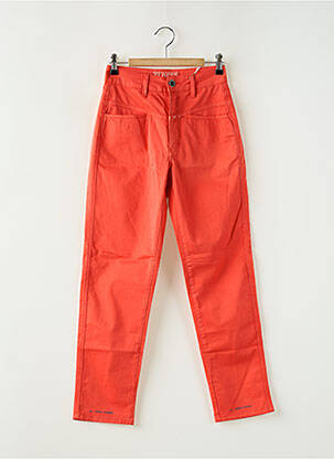 Pantalon slim tissage popeline taille haute orange CLOSED femme
