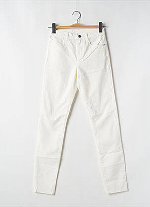 Pantalon slim tissage popeline taille haute beige ARMANI femme