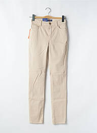 Pantalon slim tissage popeline taille haute beige TRUSSARDI JEANS femme