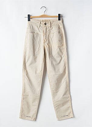 Pantalon droit tissage popeline taille haute beige CLOSED femme