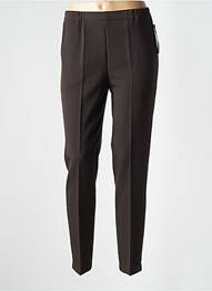 Pantalon droit tissage crêpe taille haute marron GEVANA femme