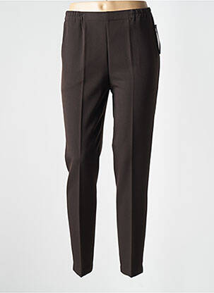 Pantalon droit tissage crêpe taille haute marron GEVANA femme
