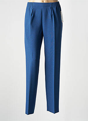Pantalon droit taille à pinces taille haute bleu GEVANA femme
