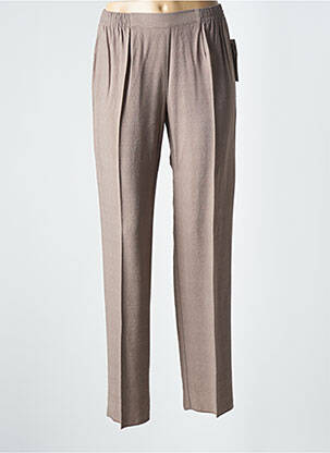 Pantalon droit taille à pinces taille normale marron GEVANA femme