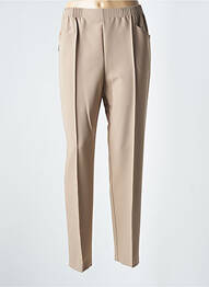 Pantalon slim taille élastique taille haute marron GRIFFON femme