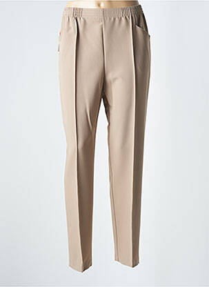 Pantalon slim taille élastique taille haute marron GRIFFON femme