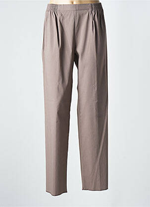 Pantalon droit tissage popeline taille haute marron GEVANA femme