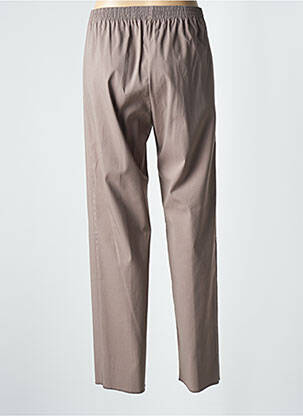 Pantalon droit tissage popeline taille haute marron GEVANA femme