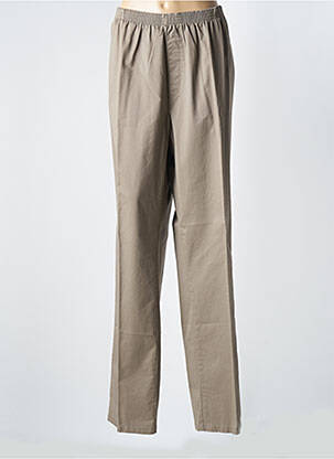 Pantalon droit tissage popeline taille normale marron LUIGI MORINI femme