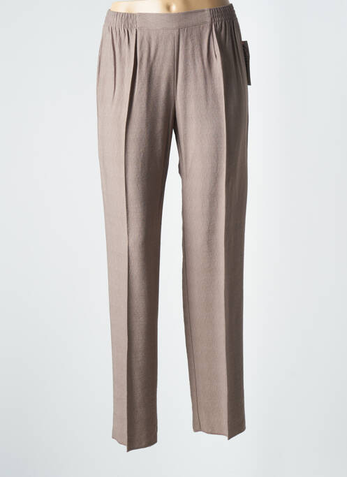 Pantalon droit taille à pinces taille normale marron GEVANA femme