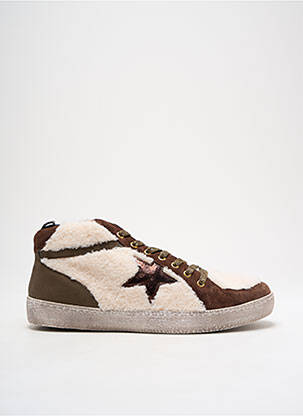 Baskets matière lisse talon plat jusqu'à 3cm marron REQINS femme