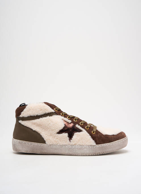 Baskets matière lisse talon plat jusqu'à 3cm marron REQINS femme
