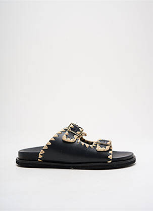 Mules/sabots tissage satiné talon plat jusqu'à 3cm noir REQINS femme