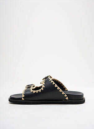 Mules/sabots tissage satiné talon plat jusqu'à 3cm noir REQINS femme