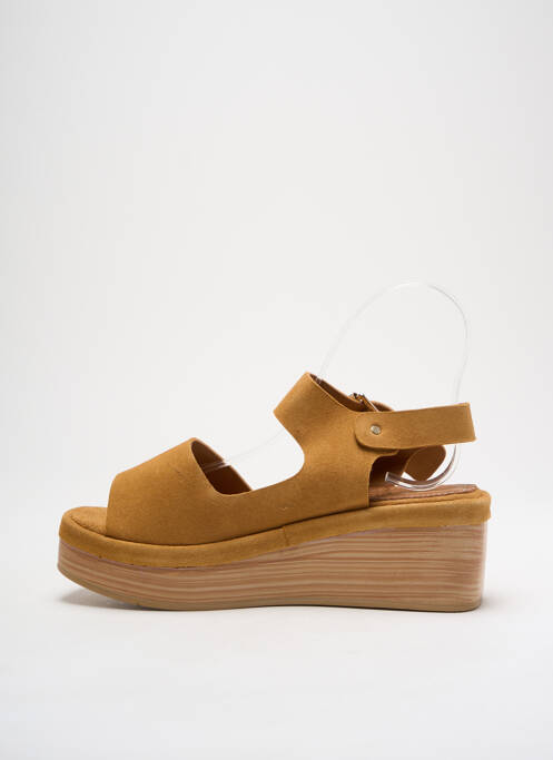 Sandales/nu pieds talon compensé talon de 4 à 6cm marron REQINS femme