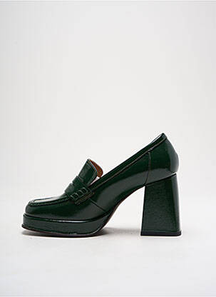 Mocassins type de semelle amortissante talon de 7 à 9cm vert REQINS femme