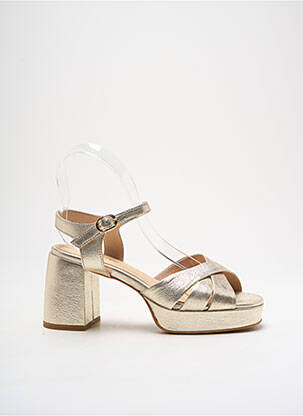 Sandales/nu pieds matière lisse talon de 4 à 6cm or REQINS femme